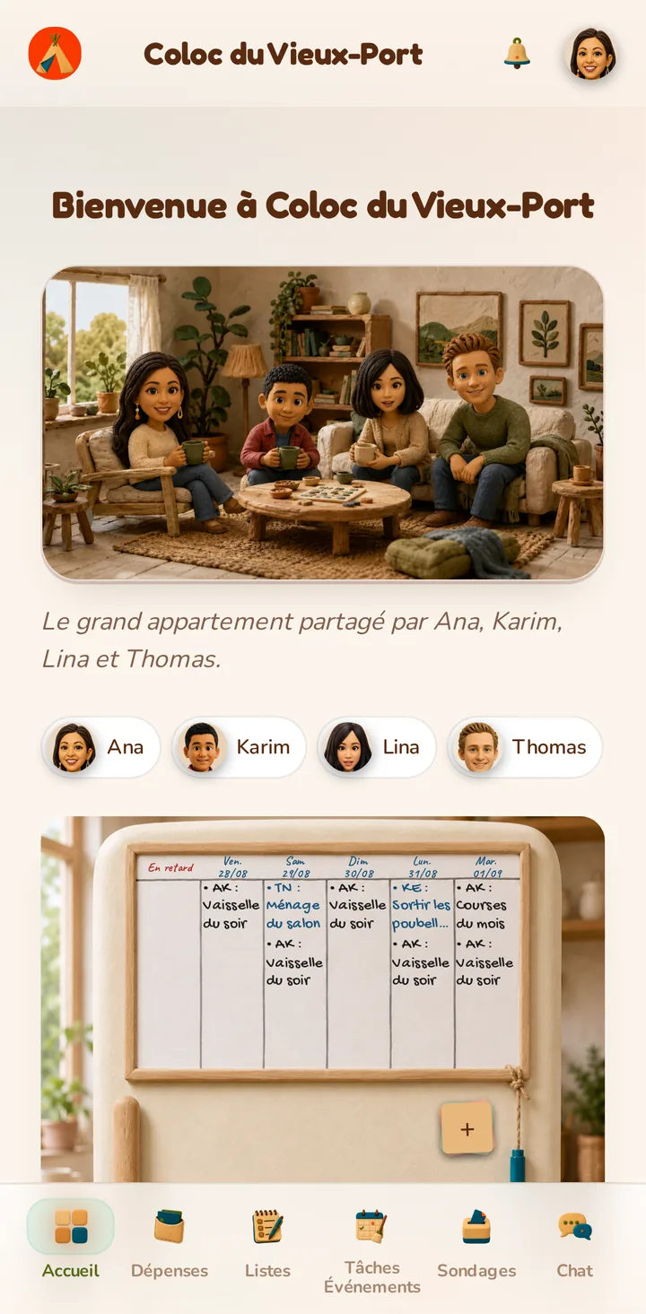 Écran d'accueil de l'application MeeTiPi