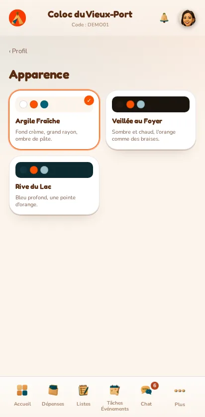 Capture d'écran de l'application MeeTiPi : Comment changer de thème ?
