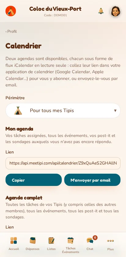 Capture d'écran de l'application MeeTiPi : Comment retrouver mes tâches dans mon agenda (Google, Apple…) ?