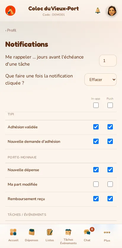 Capture d'écran de l'application MeeTiPi : Comment choisir les notifications que je reçois ?