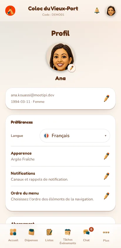 Capture d'écran de l'application MeeTiPi : Comment changer de langue ?