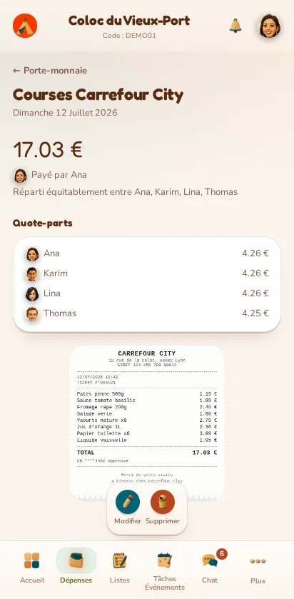 Capture d'écran de l'application MeeTiPi : Comment joindre un ticket ou une facture ?