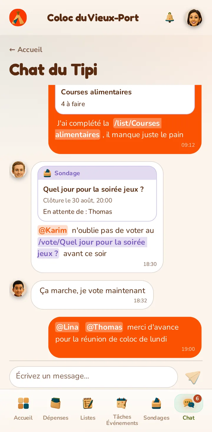 Capture d'écran de l'application MeeTiPi : Chat de Tipi