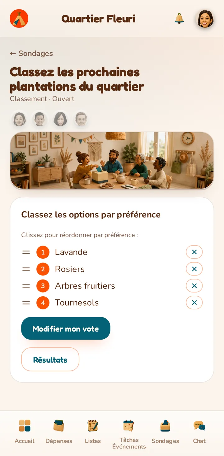 Capture d'écran de l'application MeeTiPi : Classement