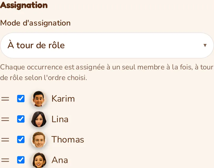 Capture d'écran de l'application MeeTiPi : À tour de rôle