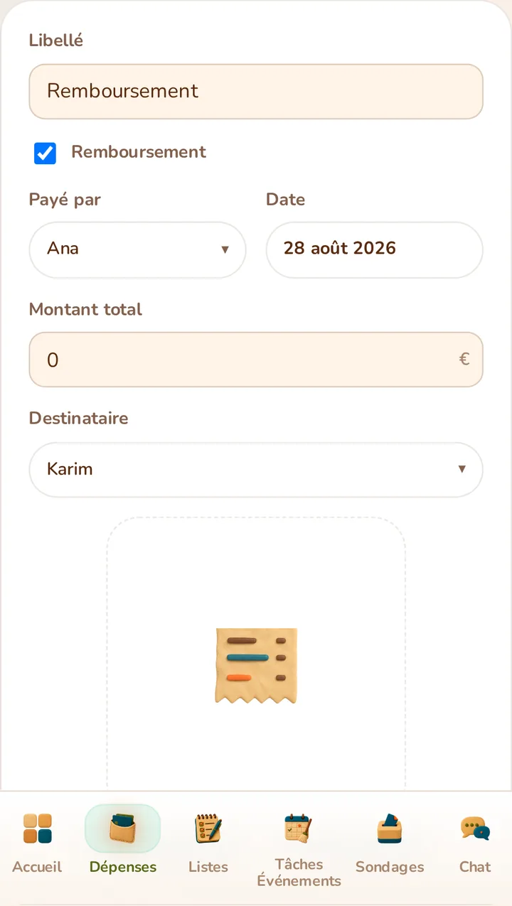 Capture d'écran de l'application MeeTiPi : Remboursement
