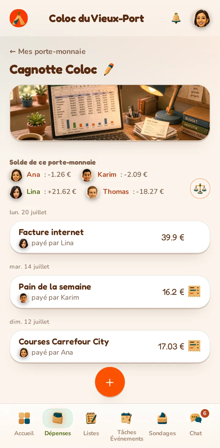 Capture d'écran de l'application MeeTiPi : Porte-monnaie